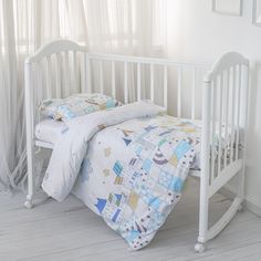 Комплект постельного белья Baby Nice Воздушные шары, цвет: голубой 3 предмета