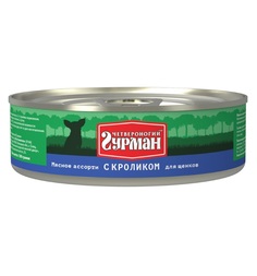 Влажный корм Четвероногий гурман Мясное ассорти, кролик, 100 г
