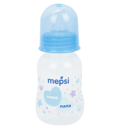 Бутылочка Mepsi противоколиковая полипропилен с рождения, 125 мл, цвет: голубой