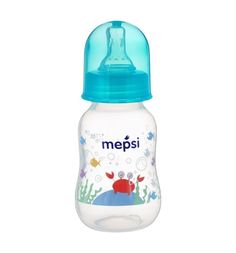 Бутылочка Mepsi для кормления полипропилен с рождения, 125 мл, цвет: бирюзовый