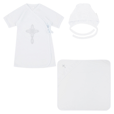 Комплект крестильный рубашка/чепчик/пеленка Leader Kids, цвет: белый