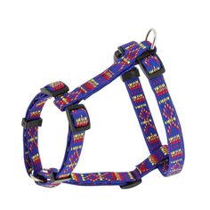 Шлейка для собак Каскад регулируемая Орнамент, цвет: синий