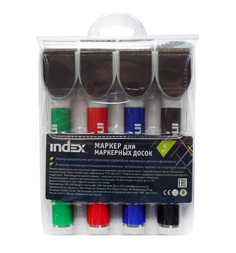 Набор маркеров Index для доски в пенале с магнитом и губкой