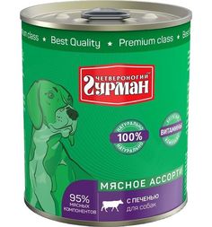 Влажный корм Четвероногий гурман для взрослых собак с печенью, 340 г