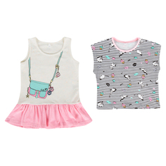 Комплект футболка/платье Leader Kids Каникулы, цвет: розовый/молочный