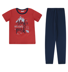 Комплект футболка/брюки Winkiki, цвет: красный/синий
