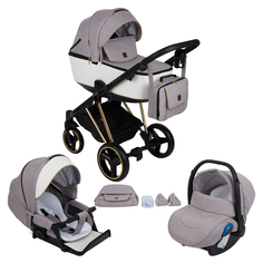 Коляска 3 в 1 Adamex Cristiano Special Edition, цвет: кожа белая/темно-лиловый