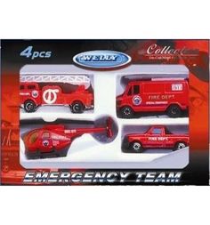 Игровой набор Welly Служба спасения - пожарная команда, 4 шт