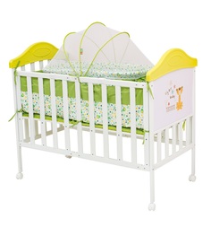 Кровать BabyHit Sleepy Compact, цвет: белый/зеленый/тигренок