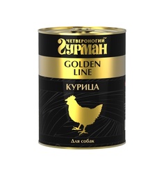 Влажный корм Четвероногий гурман Золотая линия для взрослых собак, курица натуральная в желе, 340г