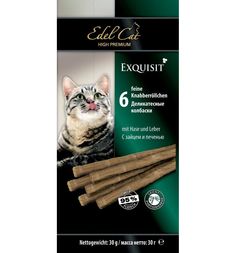 Лакомство Edel Cat для взрослых кошек жевательные колбаски для здоровых животных, заяц/печень