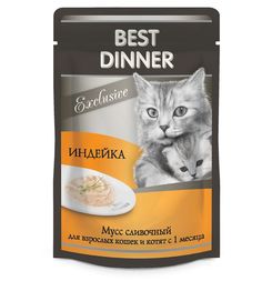 Влажный корм Best Dinner Exclusive для взрослых кошек Мусс сливочный, Индейка, 85г