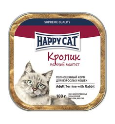 Влажный корм Happy Cat для взрослых кошек, кролик, 100г