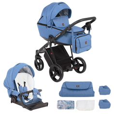 Коляска 2 в 1 Adamex Cristiano, цвет: темно-синий