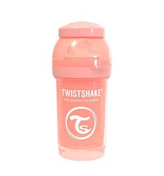 Бутылочка Twistshake для кормления антиколиковая пластик с рождения, 180 мл, цвет: персиковый