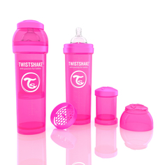 Бутылочка для кормления Twistshake Антиколиковая полипропилен с 4 мес, 330 мл, цвет: розовый