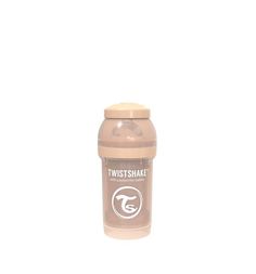Бутылочка Twistshake для кормления антиколиковая пластик с рождения, 180 мл, цвет: бежевый