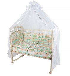 Комплект постельного белья Сонный гномик Топтыжки 7 предметов 7 предметов одеяло (115 х 85 см), цвет: салатовый