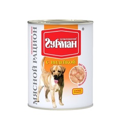 Влажный корм Четвероногий гурман Мясной рацион для взрослых собак, индейка, 850г