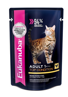 Влажный корм Eukanuba для взрослых кошек, курица, 85г