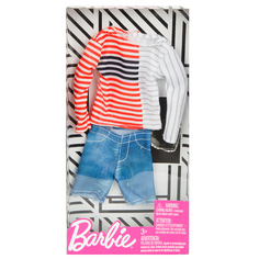 Одежда для кукол Barbie Джинсовые шорты полосатая кофта