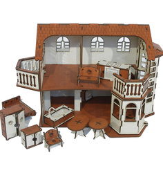 Кукольный домик Iwoodplay Деревянный с эркерами 45 см