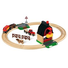 Деревянная железная дорога Brio с переездом и мини-фермой 55 см