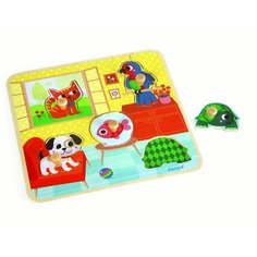 Пазл-вкладыш Janod Домашние животные 5 элементов