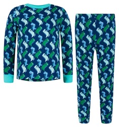 Пижама джемпер/брюки Котмаркот Динозаврики, цвет: синий