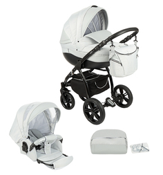 Коляска 2 в 1 Slaro Amelia Black, цвет: серый/серый жаккард