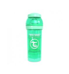 Бутылочка Twistshake для кормления антиколиковая пластик с рождения, 260 мл, цвет: зеленый