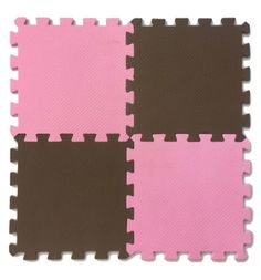 Коврик-пазл Eco-cover (16 дет.), цвет: розовый/коричневый 100 х 100 см