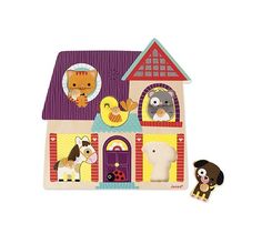 Пазл-вкладыш Janod Мои друзья 5 элементов звук