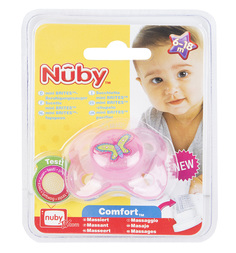 Пустышка Nuby Mini Brites силикон, 6-18 мес