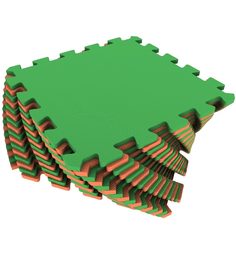 Коврик-пазл Eco-cover цвет: оранжевый/зеленый (16 дет.) 100 х 100 см