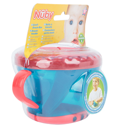 Чашка Nuby снековая пластик, цвет: синий/красный