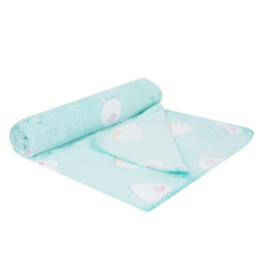 Плед-покрывало ОТК Velsoft Птичка бирюза 150 х 100 см, цвет: бирюзовый