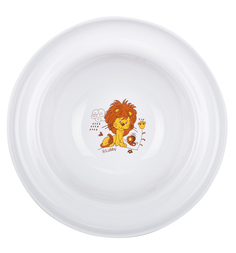 Тарелка на присоске Lubby Веселые животные, цвет: белый/оранжевый