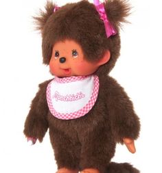 Мягкая игрушка Monchhichi Девочка в слюнявчике 20 см цвет: коричневый