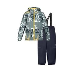 Комплект куртка/полукомбинезон Crockid, цвет: хаки/серый