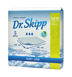 Пеленки Dr.Skipp Soft Line впитывающие 60 х 60 см, 5 шт