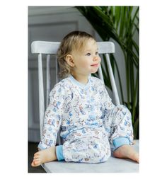 Брюки Lucky Child Кролики, цвет: белый/голубой