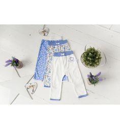 Комплект брюки 3 шт Lucky Child Лаванда, цвет: синий/молочный