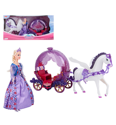 Игровой набор Zhorya Кукла с каретой и лошадью 28 см