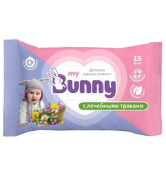 Влажные салфетки My Bunny детские с лечебными травами, 15 шт