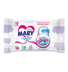 Влажные салфетки Mary антибактериальные для всей семьи, 15 шт