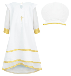 Комплект платье/чепчик крестильные Ангел Мой, цвет: белый/золотой