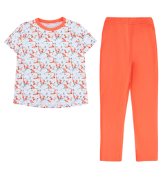 Пижама футболка/брюки Котмаркот, цвет: белый/оранжевый
