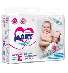 Пеленки Mary с рисунком и тиснением 60 х 90 см, 30 шт