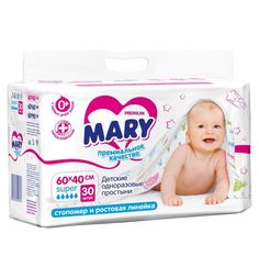 Пеленки Mary с рисунком и тиснением 60 х 40 см, 30 шт